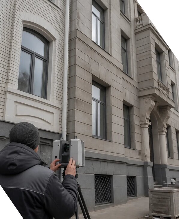 Лазерное сканирование фасадов зданий для обследования в Южном-Сахалинске